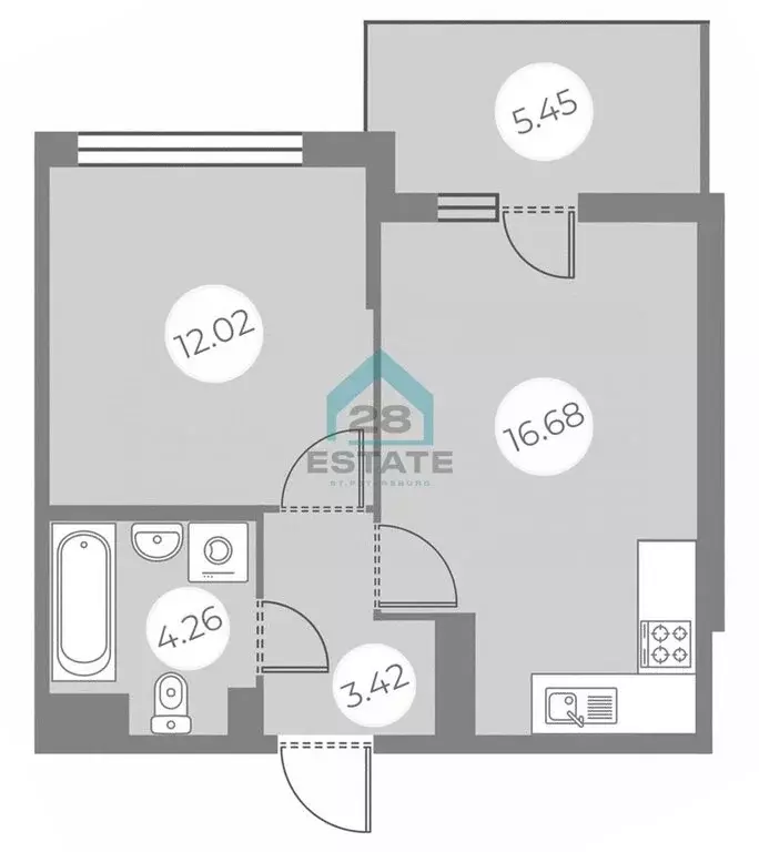 1-комнатная квартира: Санкт-Петербург, Суздальское шоссе, 8 (38.1 м) - Фото 1