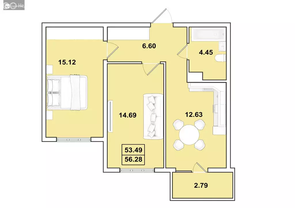 2-комнатная квартира: Иркутск, микрорайон Ново-Ленино, жилой комплекс ... - Фото 1