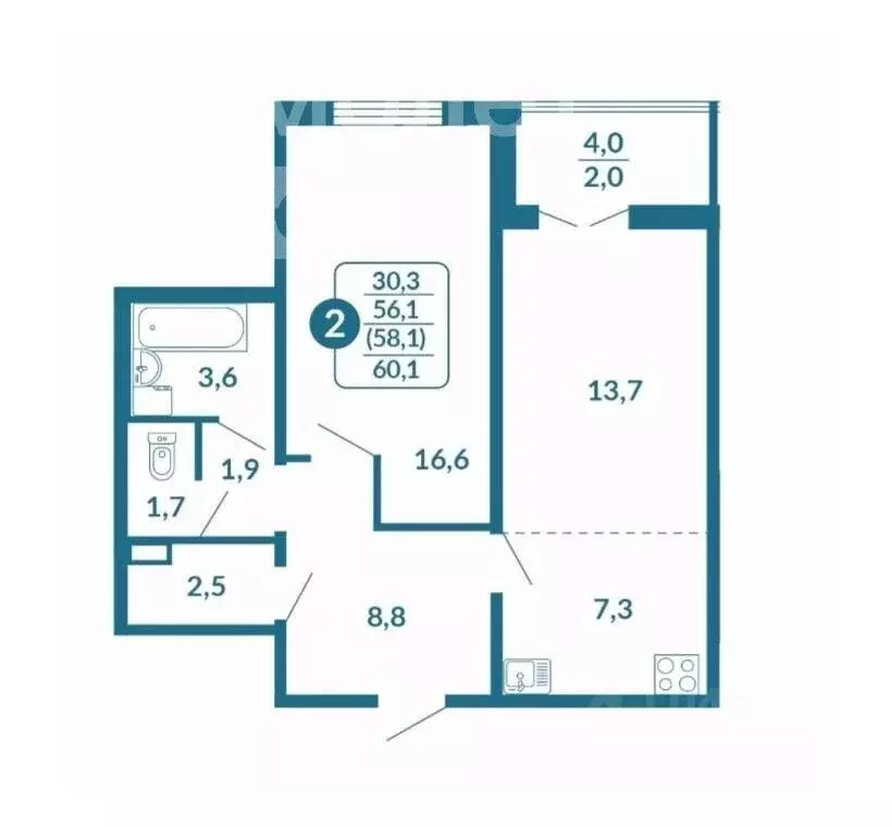 2-к кв. Кировская область, Киров Заводская ул., 14А (58.1 м) - Фото 1