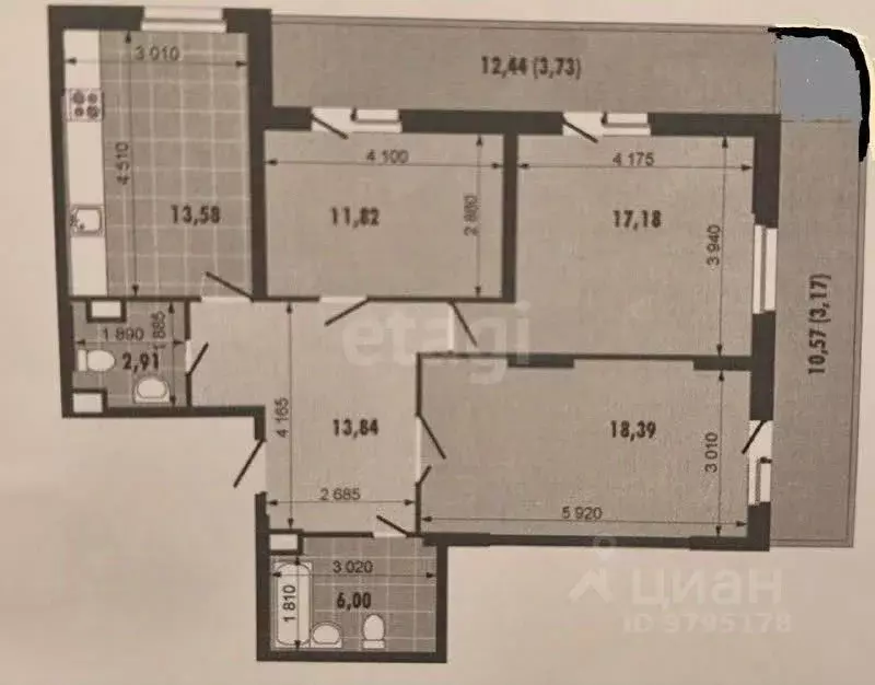 3-к кв. Татарстан, Казань просп. Победы, 139к2 (83.2 м) - Фото 2