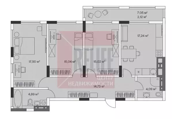 3-комнатная квартира: посёлок Малое Исаково, Первая улица, 1к2 (90.73 ... - Фото 1