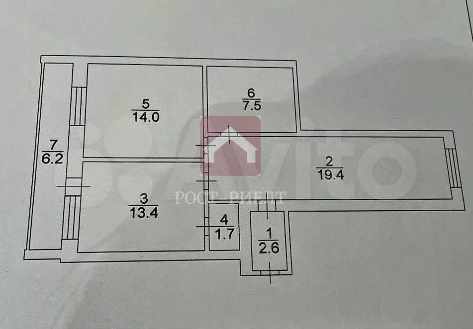 2-к. квартира, 58,6 м, 1/9 эт. - Фото 0