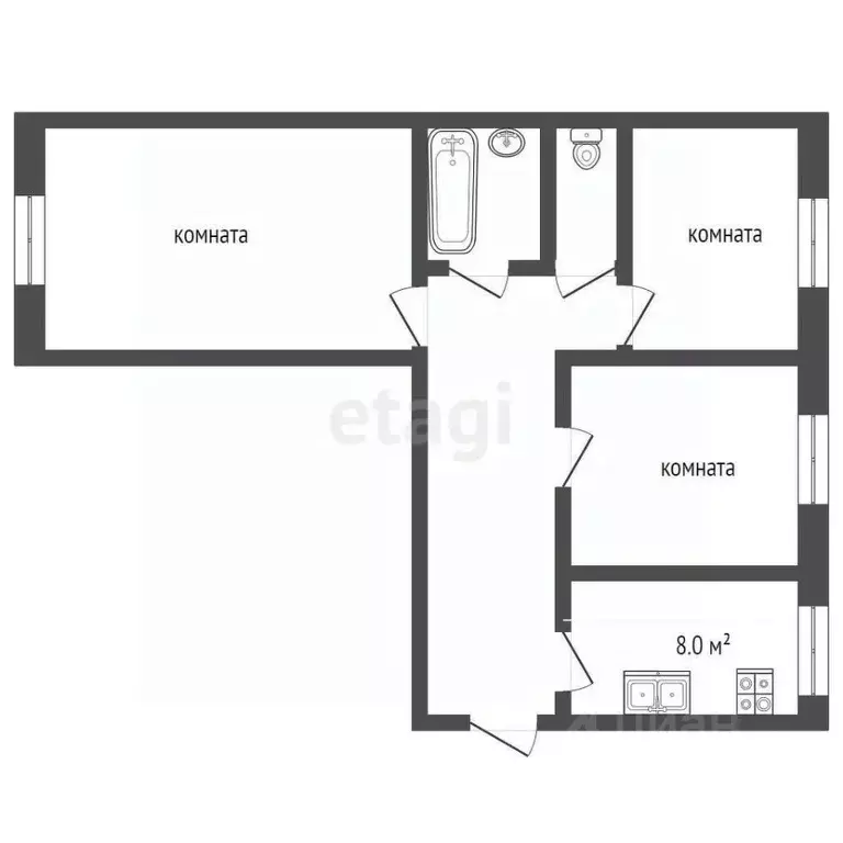 3-к кв. Ярославская область, Ярославль ул. Ньютона, 65 (59.9 м) - Фото 2