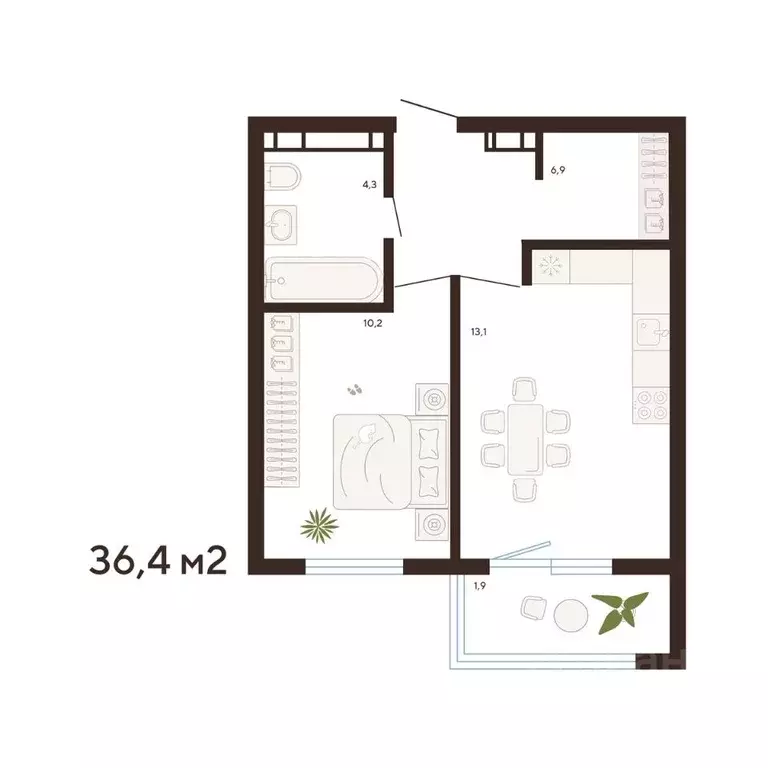 1-к кв. Приморский край, Владивосток Луговая ул. (36.4 м) - Фото 1