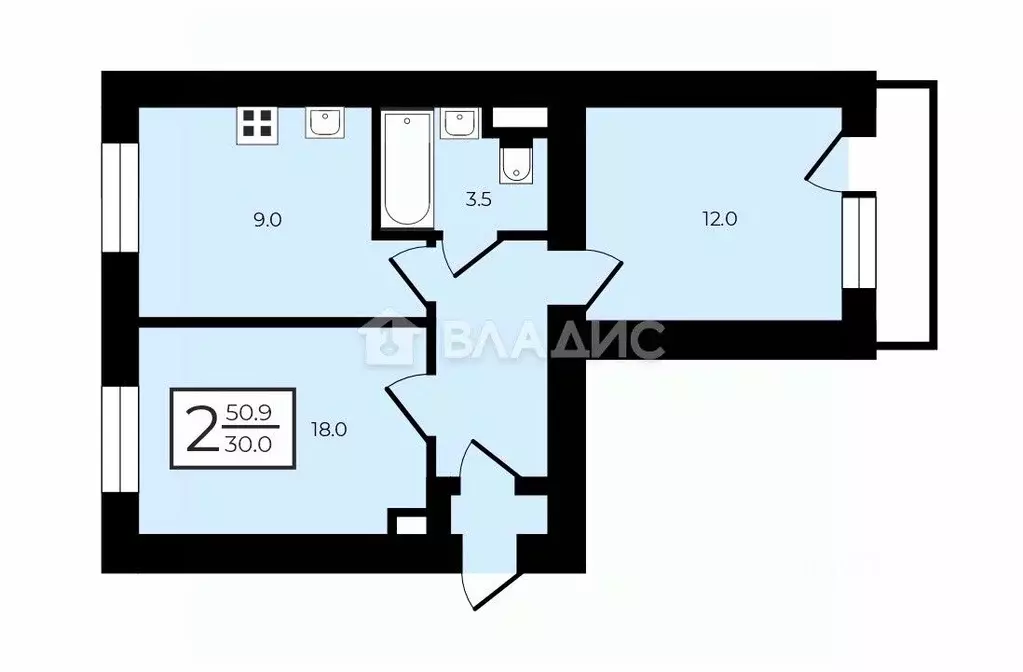 2-к кв. Москва Красноярская ул., 3К2 (50.9 м) - Фото 2