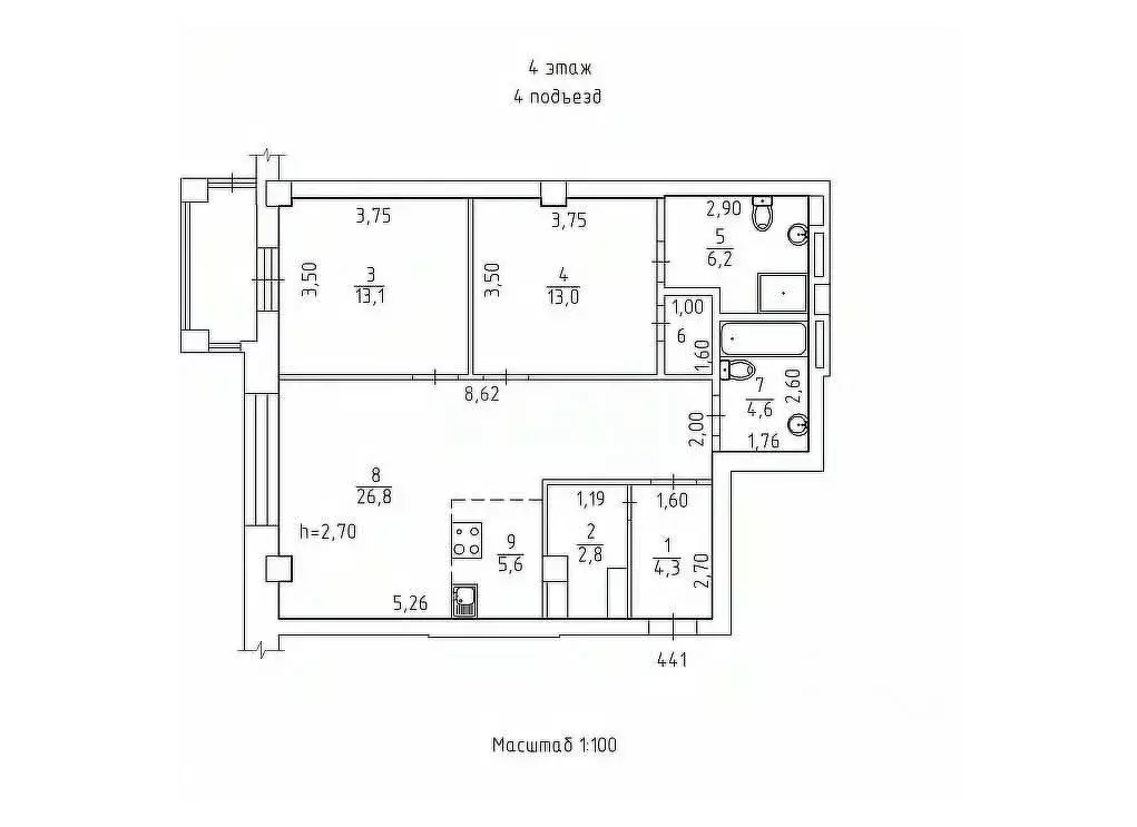 3-к кв. Пермский край, Пермь Пермская ул., 33 (79.6 м) - Фото 2