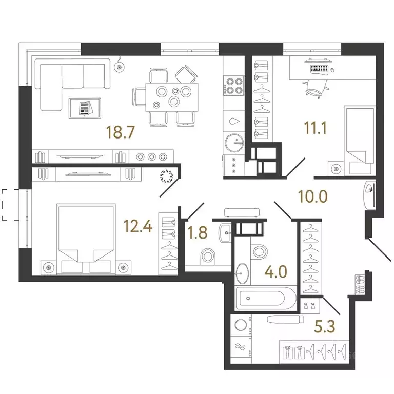 2-к кв. Санкт-Петербург ул. Шостаковича, 8к2Б2 (63.3 м) - Фото 0