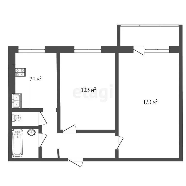 2-комнатная квартира: Омск, улица Добровольского, 9 (43.6 м) - Фото 1