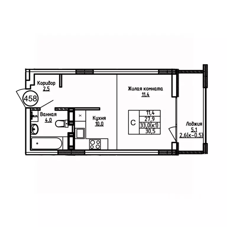 Студия Калининградская область, Калининград ул. 1-я Большая окружная ... - Фото 1
