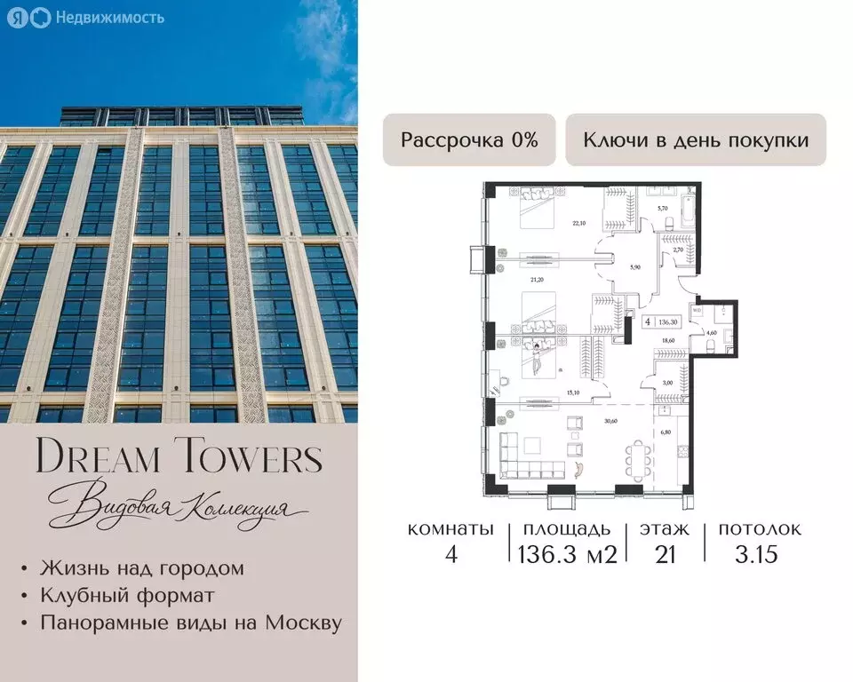 4-комнатная квартира: Москва, проспект Андропова, 9/1к2 (136.3 м) - Фото 1