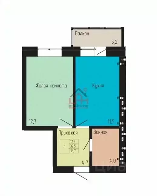 1-к кв. Ставропольский край, Ессентуки Никольская ул., 27 (35.7 м) - Фото 2