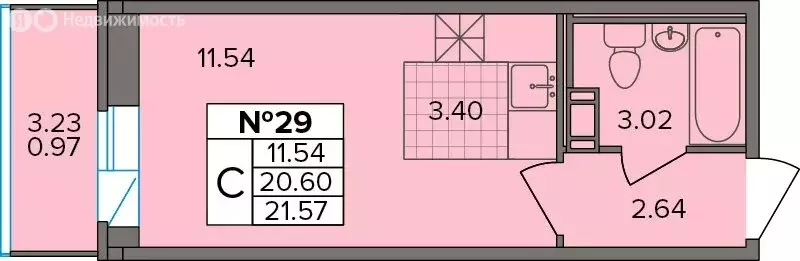 Квартира-студия: деревня Новое Девяткино, Лесная улица, 19 (21.57 м) - Фото 1