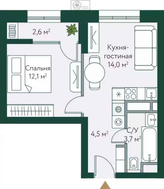 1-к кв. Волгоградская область, Волгоград Новосибирская ул., 74 (36.85 ... - Фото 1