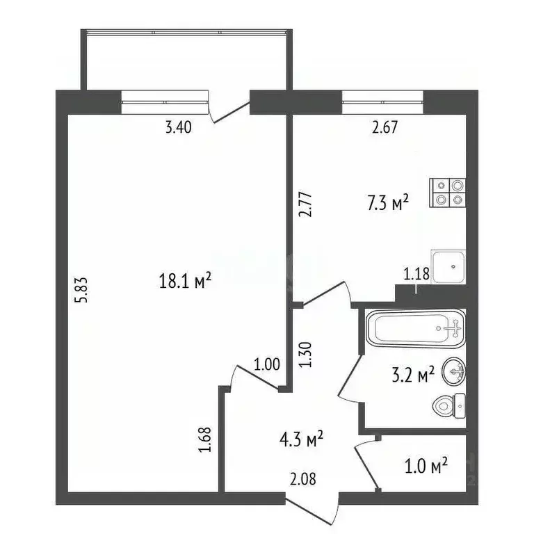 1-к кв. Архангельская область, Котлас Спортивная ул., 38 (33.8 м) - Фото 1
