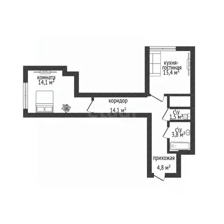 2-к кв. Новосибирская область, Новосибирск ул. Сибиряков-Гвардейцев, ... - Фото 2