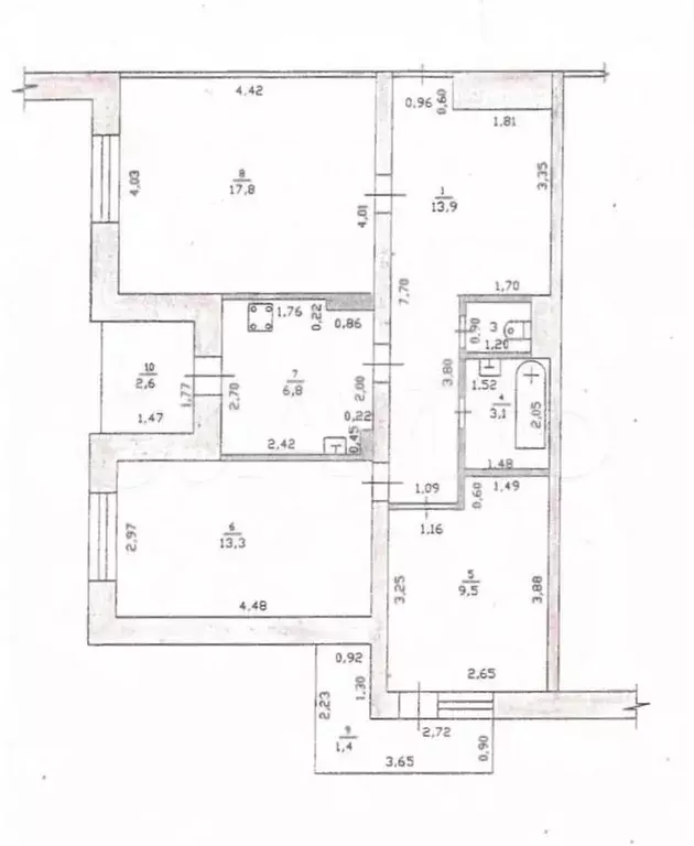 3-к. квартира, 69,5 м, 4/11 эт. - Фото 0