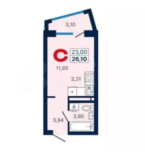 Квартира-студия, 25 м, 16/29 эт. - Фото 0