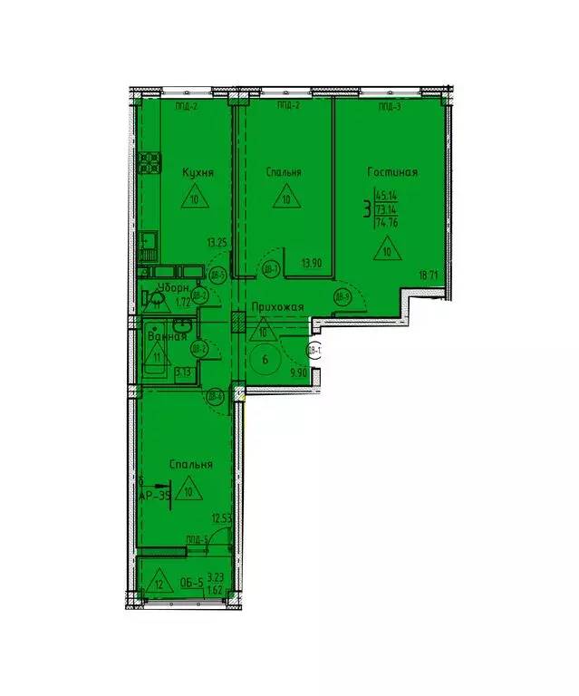 3-комнатная квартира: Пенза, улица Генерала Глазунова, 11 (74.76 м) - Фото 0