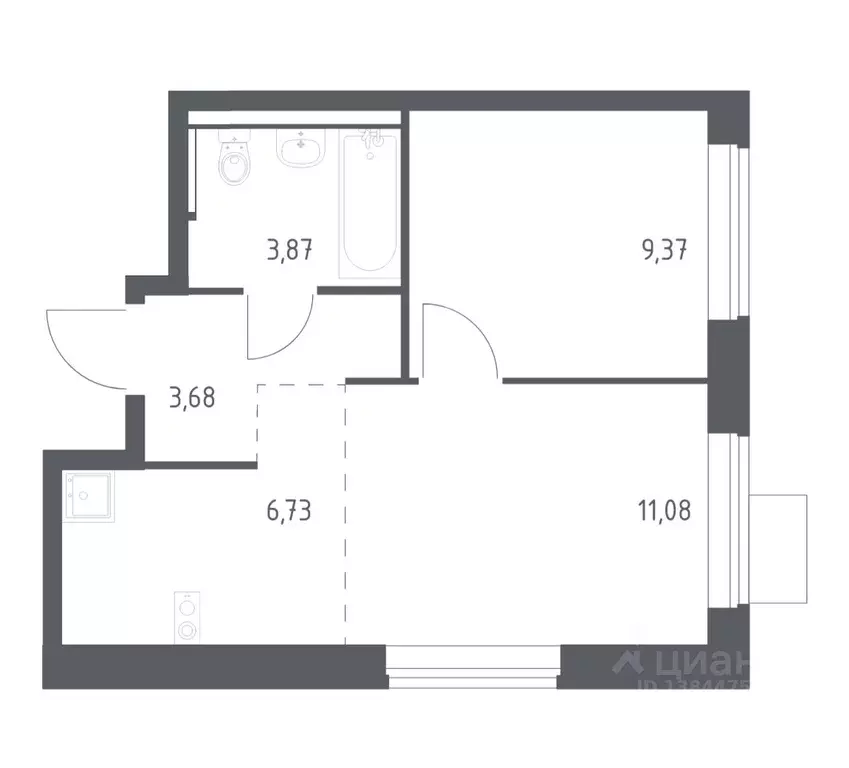 1-к кв. Московская область, Ленинский городской округ, Мисайлово пгт, ... - Фото 1