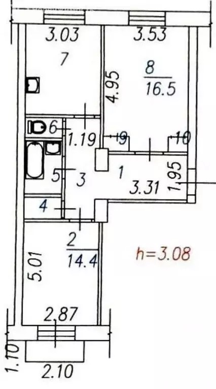 2-комнатная квартира: Новокузнецк, улица Петракова, 36 (60.4 м) - Фото 2