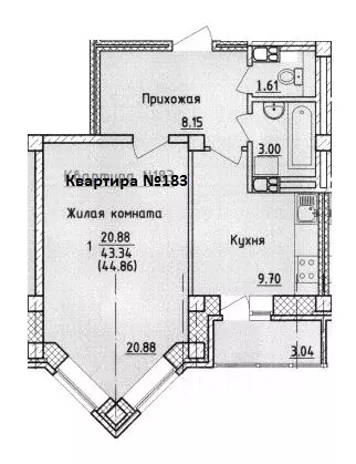 1-к кв. Смоленская область, Смоленск ул. Крупской (44.86 м) - Фото 0