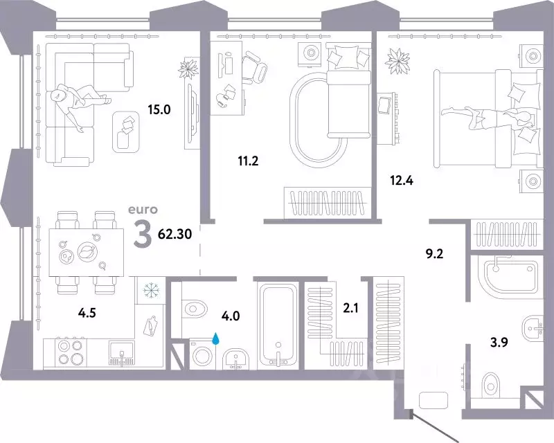 3-к кв. Москва Озерная ул., 42С7 (62.3 м) - Фото 1
