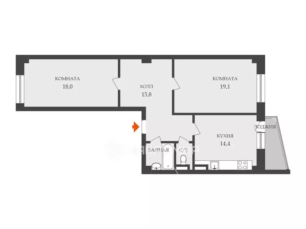 2-комнатная квартира: Всеволожск, Колтушское шоссе, 44к1 (72.2 м) - Фото 2