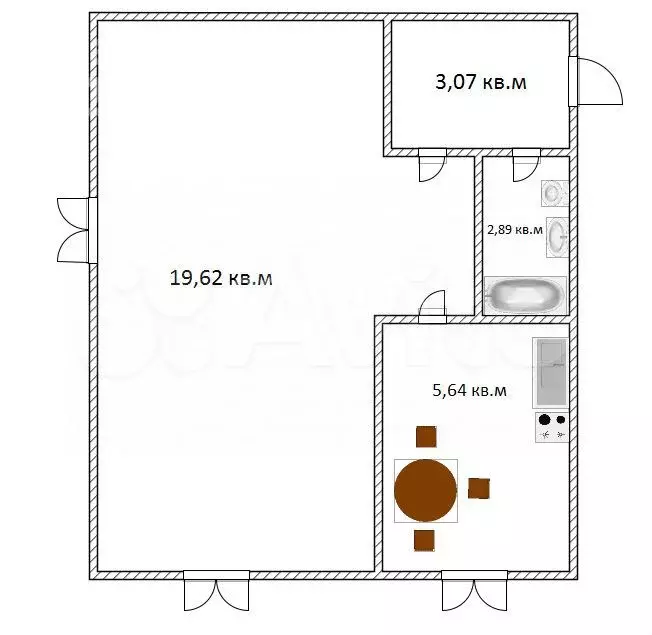 1-к. квартира, 31,2 м, 5/5 эт. - Фото 0