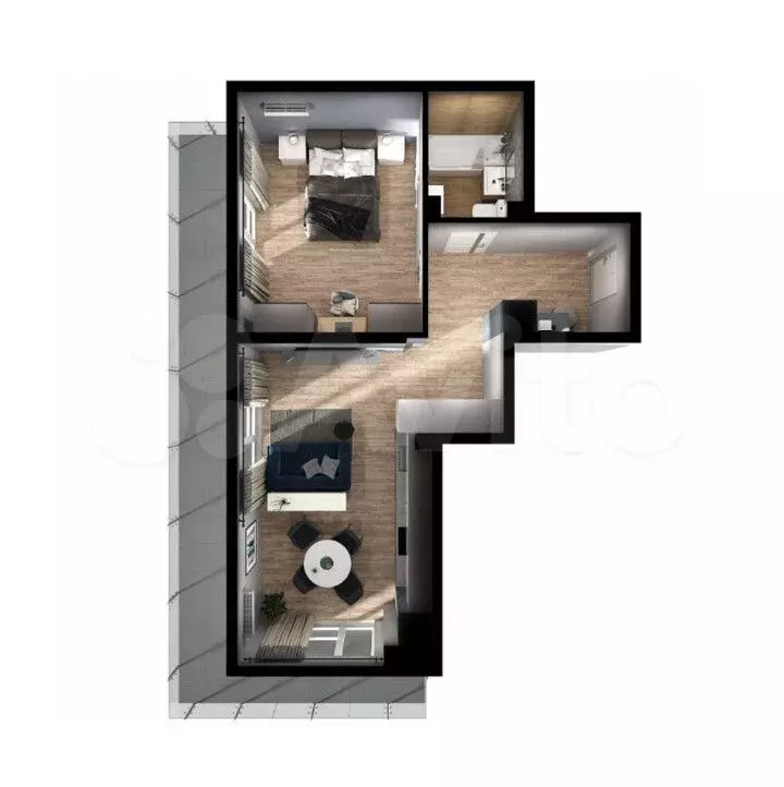 1-к. квартира, 55,5 м, 1/7 эт. - Фото 1