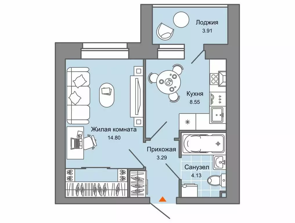 1-комнатная квартира: Пермь, микрорайон Заимка, ЖК Камаполис (33 м) - Фото 1