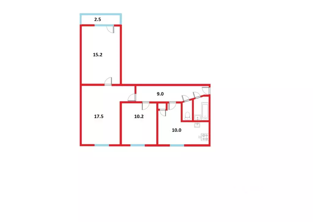 3-к кв. Санкт-Петербург ул. Дыбенко, 27К1 (65.5 м) - Фото 2