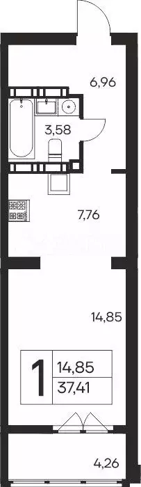 1-к. квартира, 37,4 м, 16/19 эт. - Фото 0