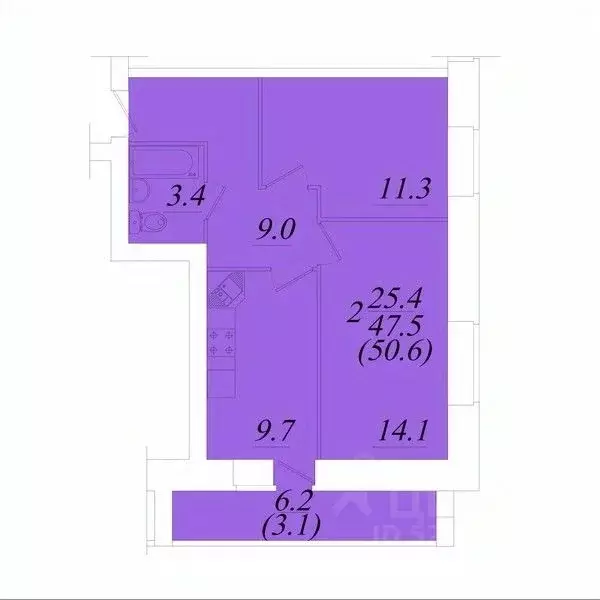2-к кв. Вологодская область, Вологда Новгородская ул. (50.6 м) - Фото 1