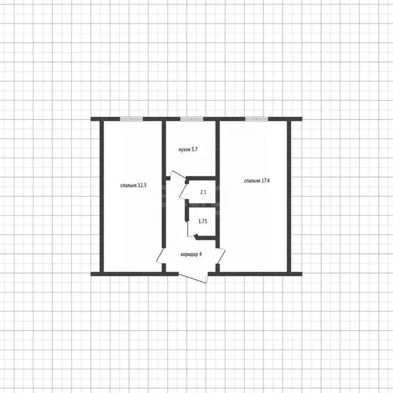2-к кв. Адыгея, Майкоп 6-й пер., 3/1 (43.9 м) - Фото 2