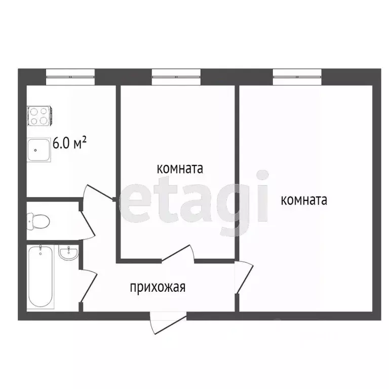 2-к кв. Воронежская область, Воронеж ул. Туполева, 43 (45.1 м) - Фото 1
