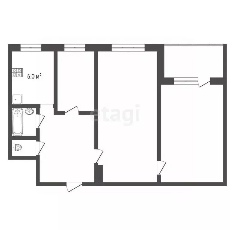 3-к кв. Ярославская область, Ярославль ул. Нефтяников, 9 (55.0 м) - Фото 2