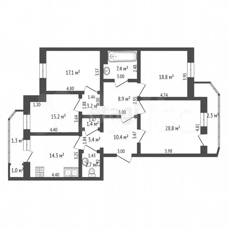 4-к. квартира, 131,6 м, 5/6 эт. - Фото 0