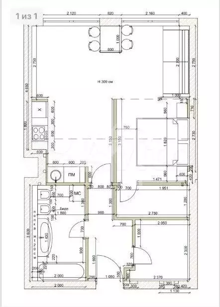 2-к. квартира, 57 м, 4/5 эт. - Фото 0