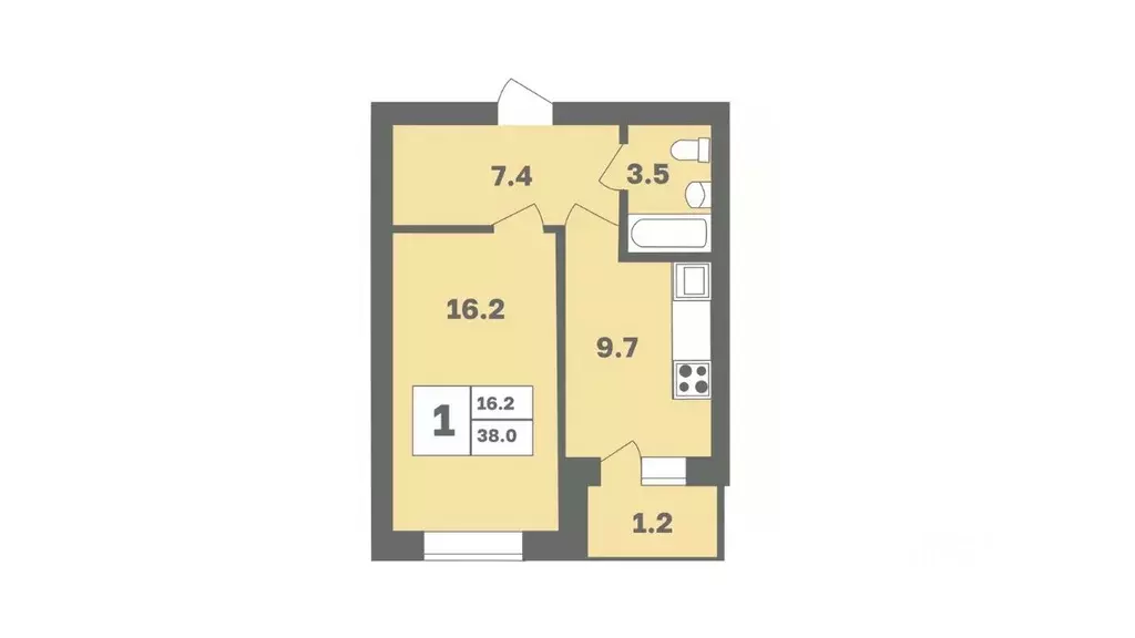 1-к кв. Башкортостан, Уфа Дагестанская ул., лит13 (38.0 м) - Фото 0