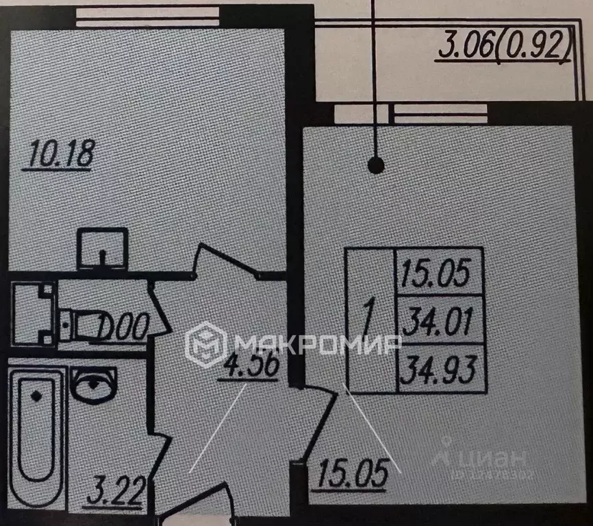 1-к кв. Санкт-Петербург ул. Маршала Казакова, 78к1 (34.2 м) - Фото 1