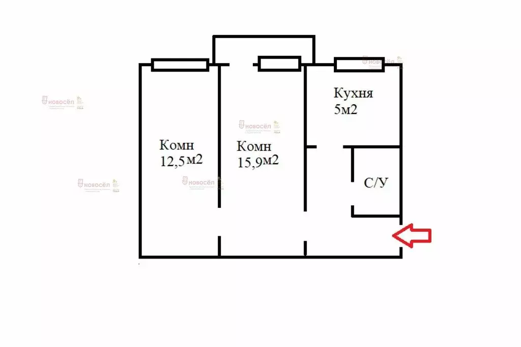 2-комнатная квартира: Алапаевск, улица Павла Абрамова, 21 (42.2 м) - Фото 0