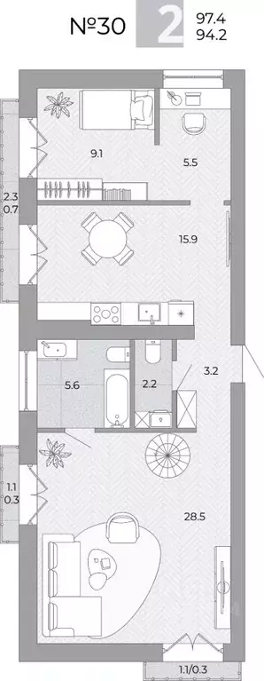 2-к кв. Калининградская область, Гурьевский муниципальный округ, пос. ... - Фото 0