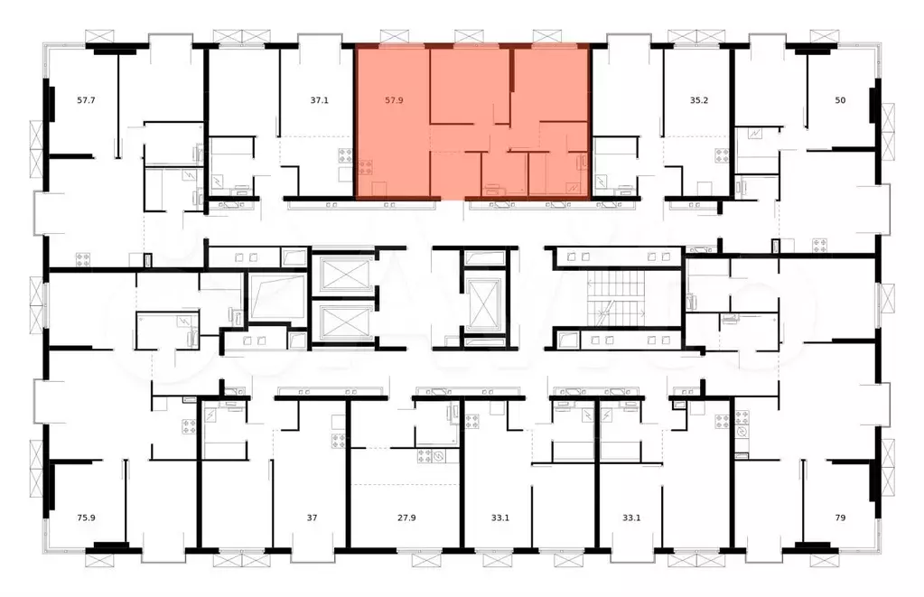 2-к. квартира, 57,9 м, 15/24 эт. - Фото 1