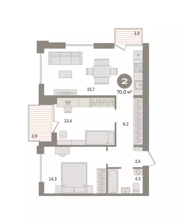 2-комнатная квартира: Новосибирский район, рабочий посёлок Краснообск, ... - Фото 2