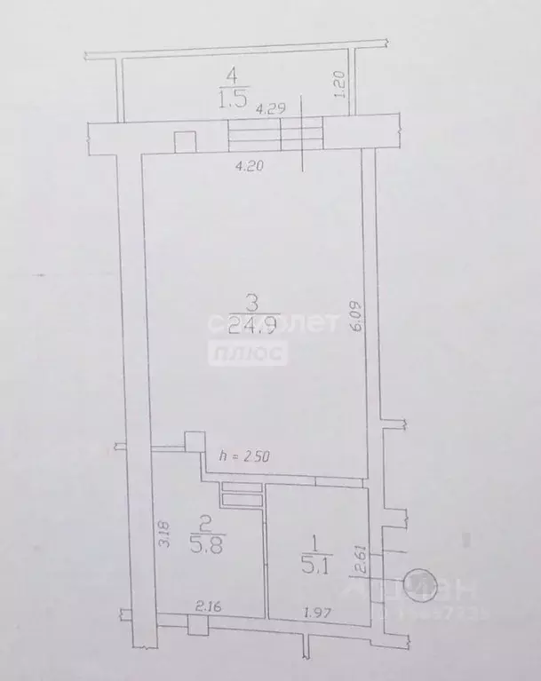 Студия Омская область, Омск Пригородная ул., 23 (35.8 м) - Фото 1