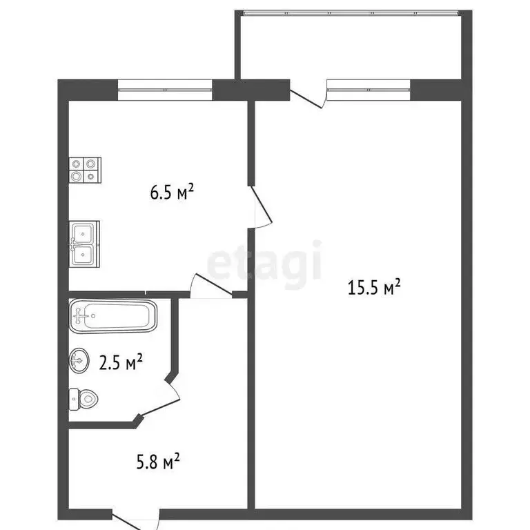 1-комнатная квартира: Судак, улица Ленина, 61 (32.9 м) - Фото 1