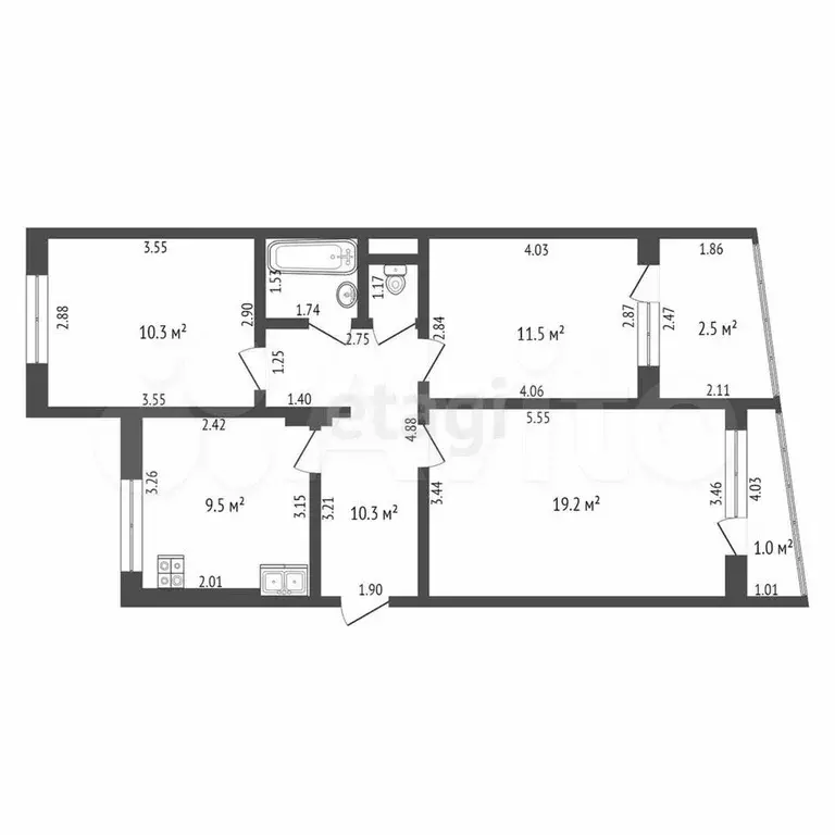 3-к. квартира, 64,5 м, 7/9 эт. - Фото 0