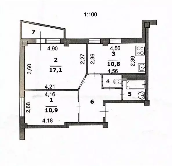 2-к кв. Белгородская область, Белгород ул. Есенина, 8 (50.9 м) - Фото 1