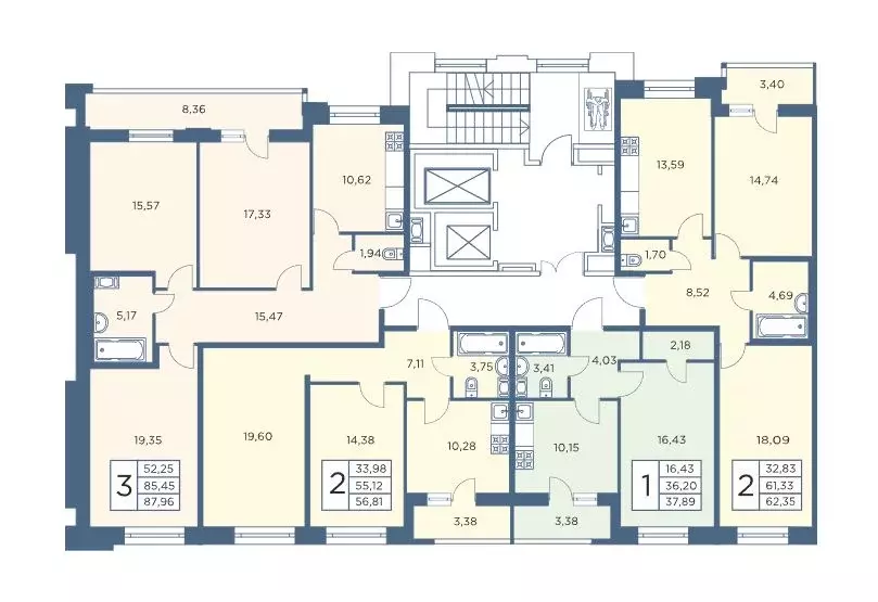 2-к кв. Санкт-Петербург ул. Александра Матросова, 8к3 (62.35 м) - Фото 1