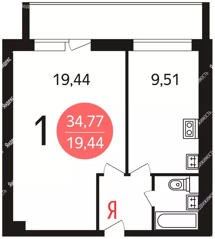 1-комнатная квартира: Москва, Федоскинская улица, 9к1 (35 м) - Фото 1